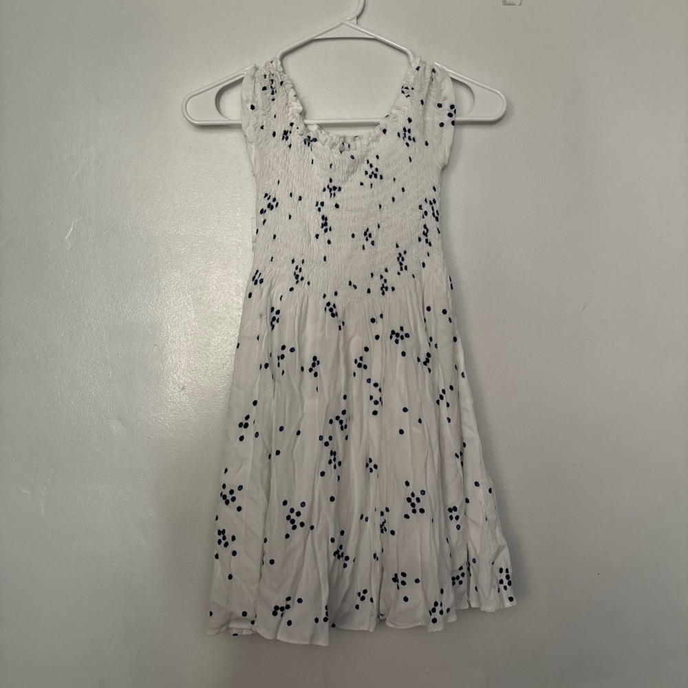 Lulu's White and Blue Printed Off-the-Shoulder Dress Polka Dot Sundress XS - Picture 3 of 8